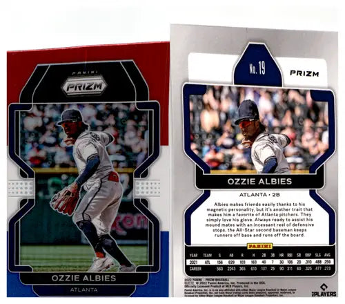 2022 Panini Prizm Red White and Blue Prizm #19 Ozzie Albies NM-MT Brave ID:45499 - Baseball Card Single