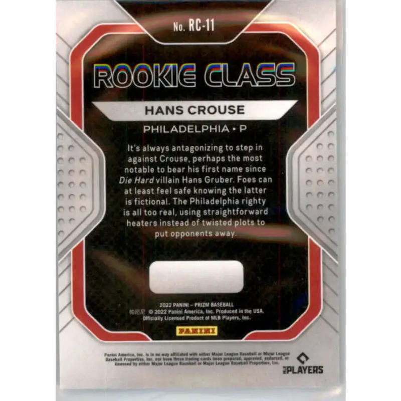 2022 Panini Prizm Rookie Class #11 Hans Crouse NM-MT Philadelphia Phillies Baseball Card - Baseball Card Single