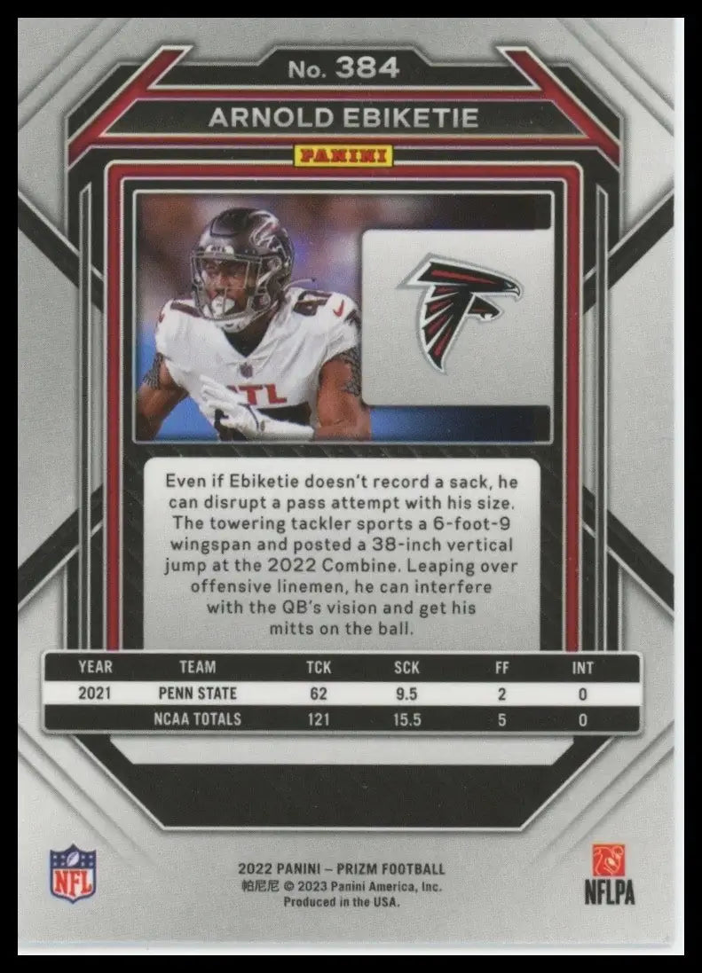 2022 Panini Prizm - Rookies Arnold Ebiketie #384 (RC) - Football Card Single