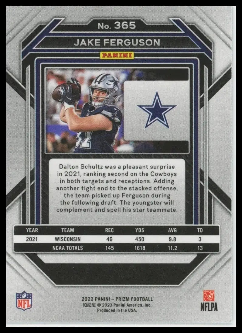 2022 Panini Prizm - Rookies Jake Ferguson #365 (RC) - Football Card Single