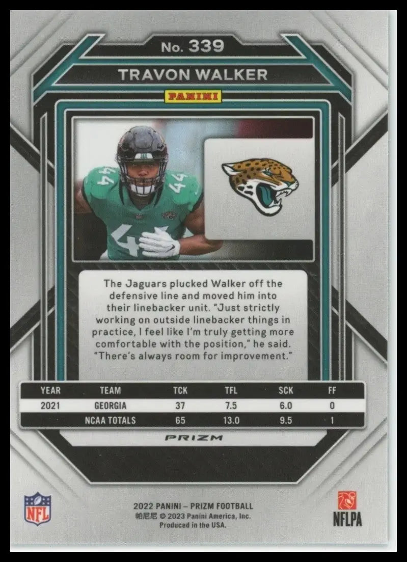 2022 Panini Prizm - Rookies Travon Walker #339 Green Prizm (RC) - Football Card Single