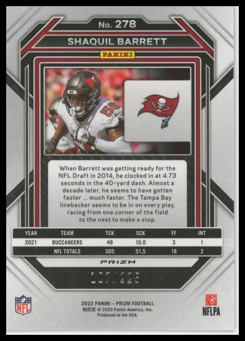 2022 Panini Prizm - Shaquil Barrett #278 Purple Ice Prizm /225 - Football Card Single