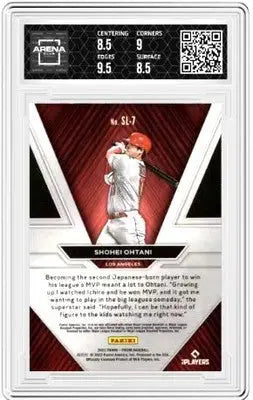 Graded Panini Prizm Shohei Ohtani baseball card with 8.5 grade from 2022 collection