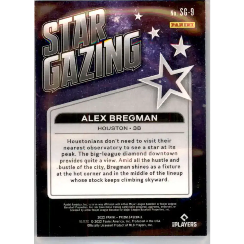2022 Panini Prizm Star Gazing #9 Alex Bregman NM-MT Houston Astros Baseball Card - Baseball Card Single