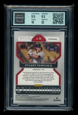 2022 Panini Prizm Stuart Fairchild #68 Lime Green RC 037/125 Arena Club 10
