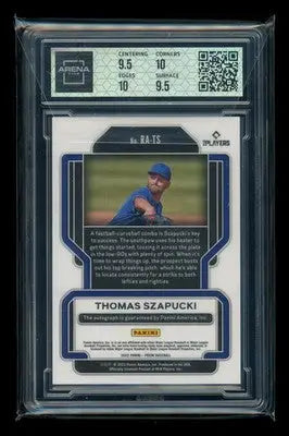 2022 Panini Prizm Thomas Szapucki #RA-TS Autograph RC Baseball Arena Club 10 - Baseball Card Single