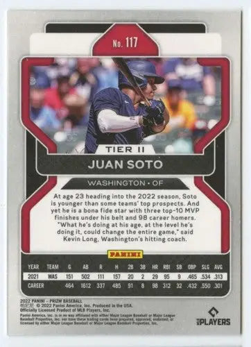 2022 Panini Prizm Tier II Juan Soto baseball card Nationals NM-MT ID 45493