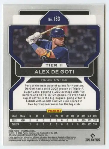 2022 Panini Prizm Tier II #183 Alex De Goti NM-MT Astros ID:45495 - Baseball Card Single