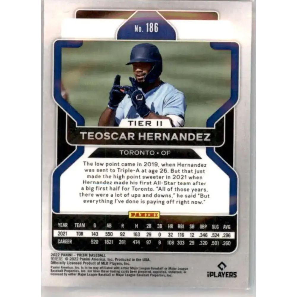 2022 Panini Prizm Tier II #186 Teoscar Hernandez NM-MT Toronto Blue Jays Baseball Card - Baseball Card Single