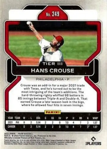 2022 Panini Prizm Tier III Hans Crouse Phillies baseball card NM-MT ID 45496