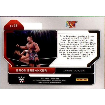 2022 Panini Prizm WWE # 39 Bron Breakker NXT 2.0