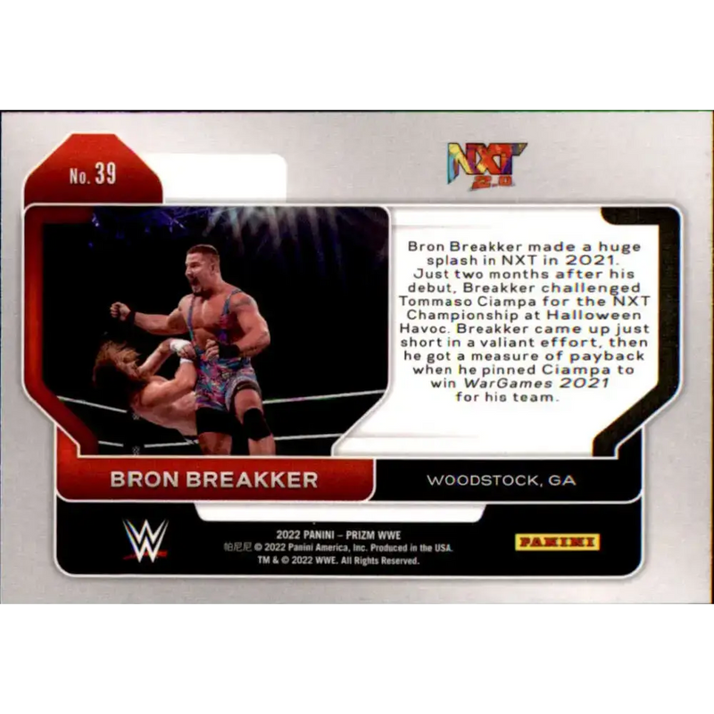 2022 Panini Prizm WWE # 39 Bron Breakker NXT 2.0 - Wrestling Card Single