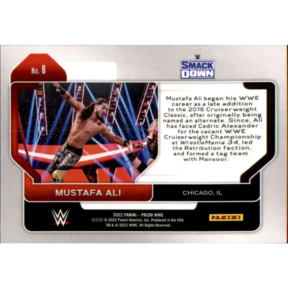 2022 Panini Prizm WWE # 8 Mustafa Ali SmackDown