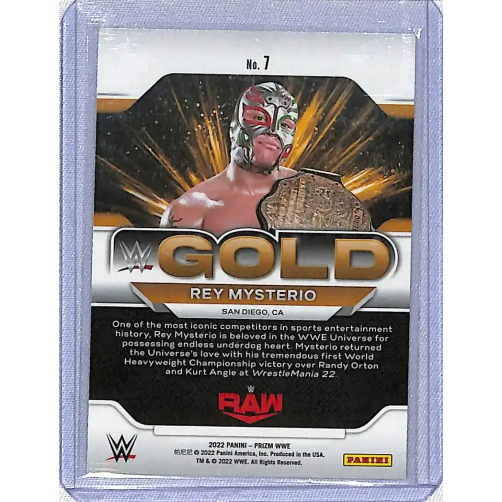 2022 Panini Prizm WWE Gold #7 Rey Mysterio NM-MT - Wrestling Card Single