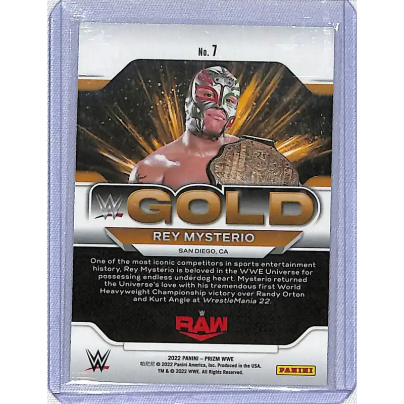 2022 Panini Prizm WWE Gold #7 Rey Mysterio NM-MT - Wrestling Card Single
