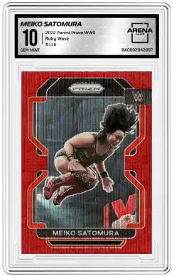 Panini Prizm WWE Meiko Satomura Ruby Wave Wrestling Card Gem Mint 10
