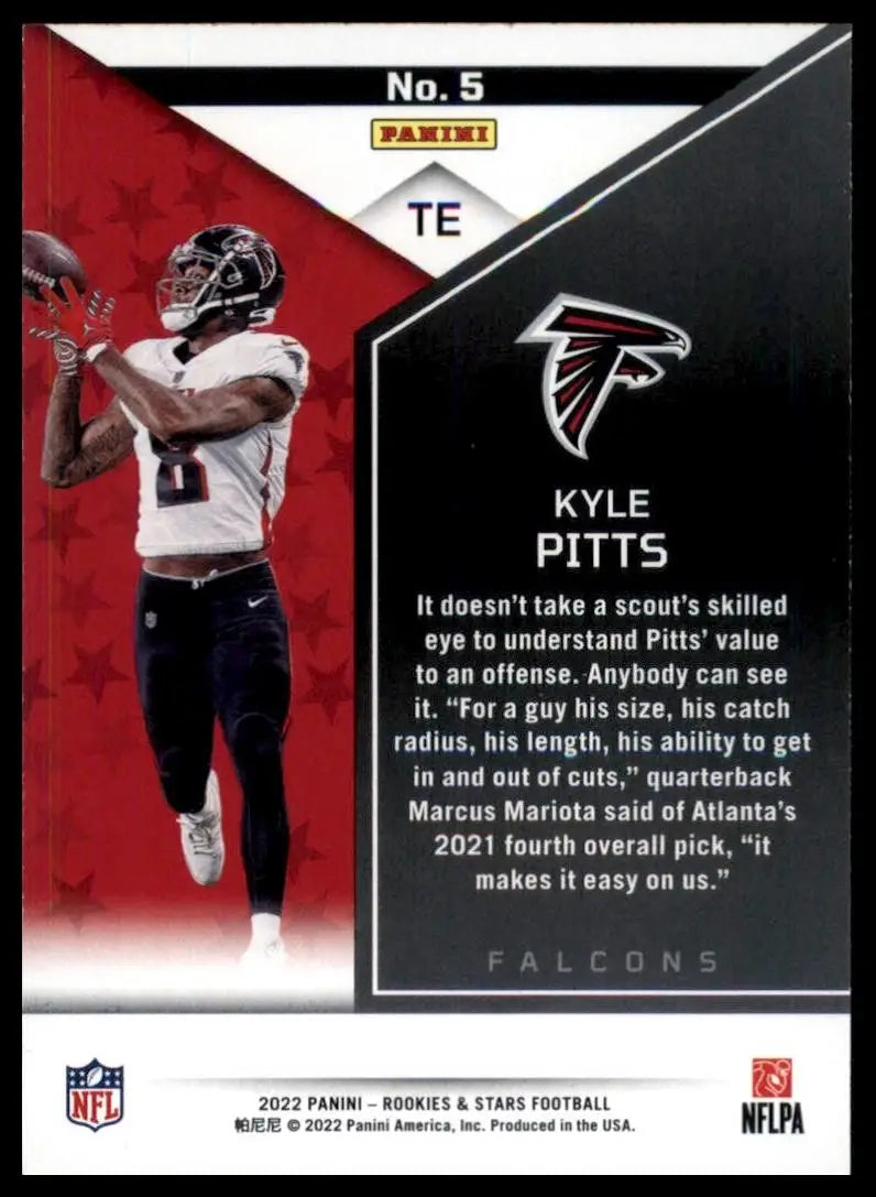 2022 Panini Rookies & Stars Kyle Pitts #5 Atlanta Falcons Football Card NFL - Football Card Single