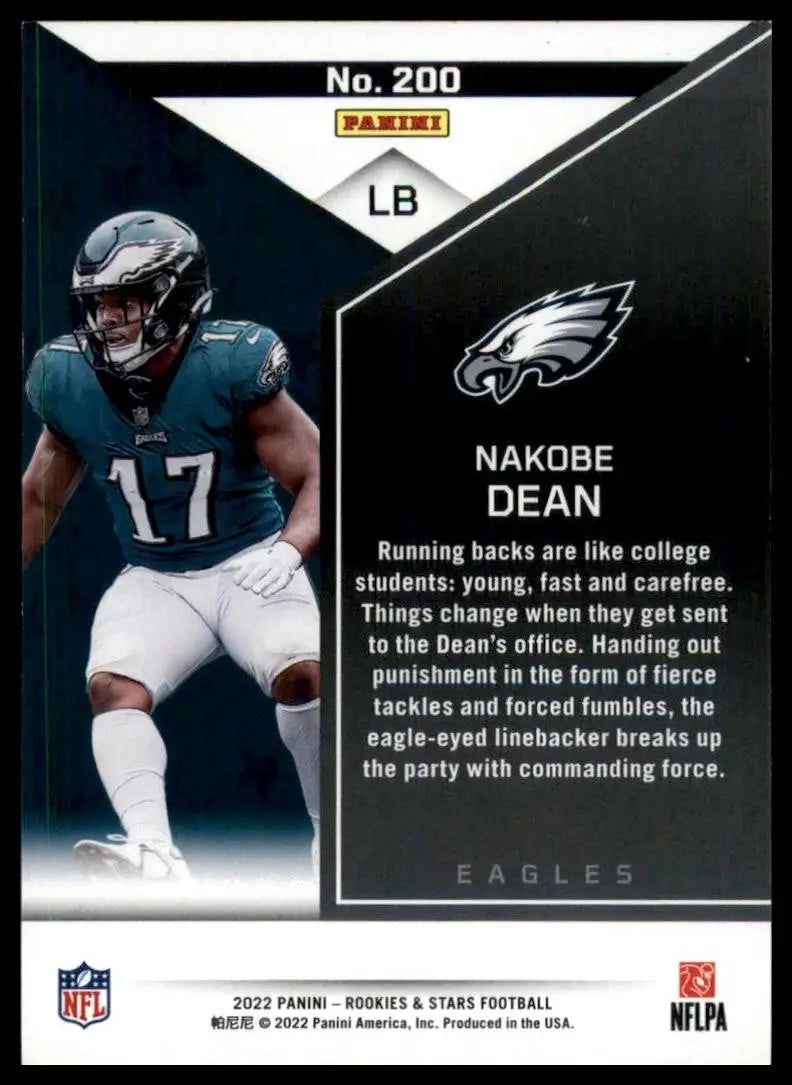 2022 Panini Rookies & Stars Nakobe Dean #200 Philadelphia Eagles Football Card