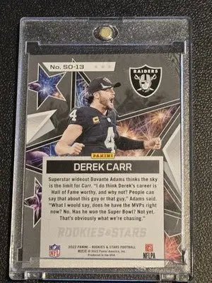 2022 Panini Rookies & Stars #SO-13 Derek Carr Standing Ovation Green 11/25 - Football Card Single