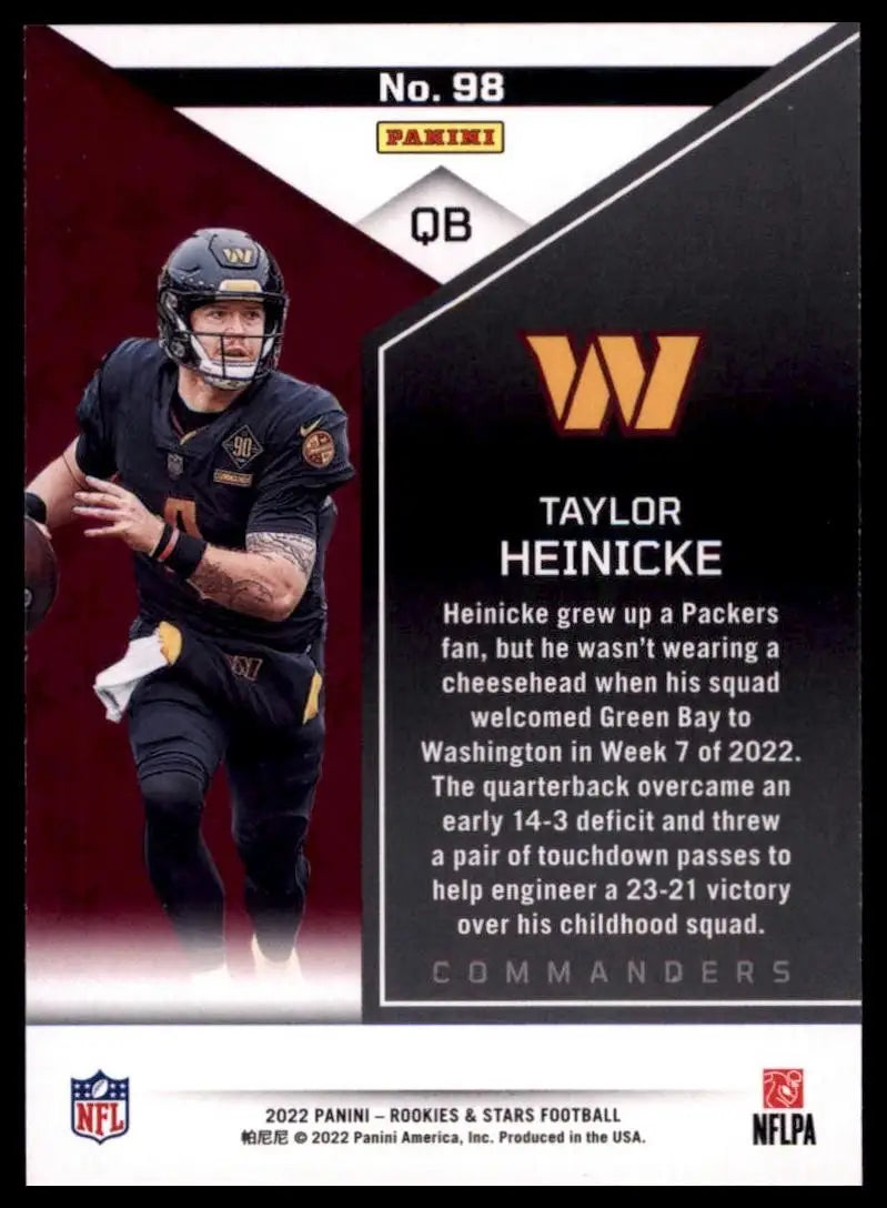 2022 Panini Rookies & Stars - Taylor Heinicke #98 - Football Card Single