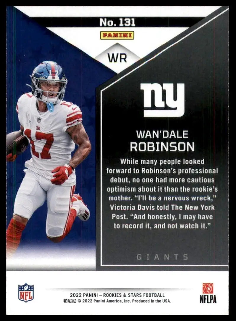 2022 Panini Rookies & Stars WanDale Robinson #131 New York Giants Football Card