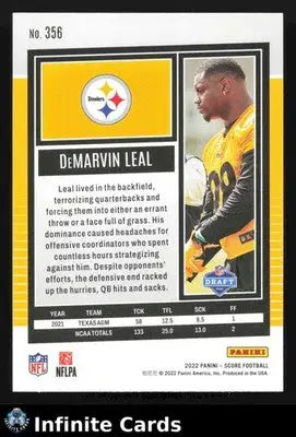 2022 Panini Score DEMARVIN LEAL #356 Purple Pittsburgh Steelers RC - Football Card Single