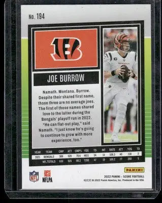 2022 Panini Score Joe Burrow #194 Pink 198/299 Football - Football Card Single