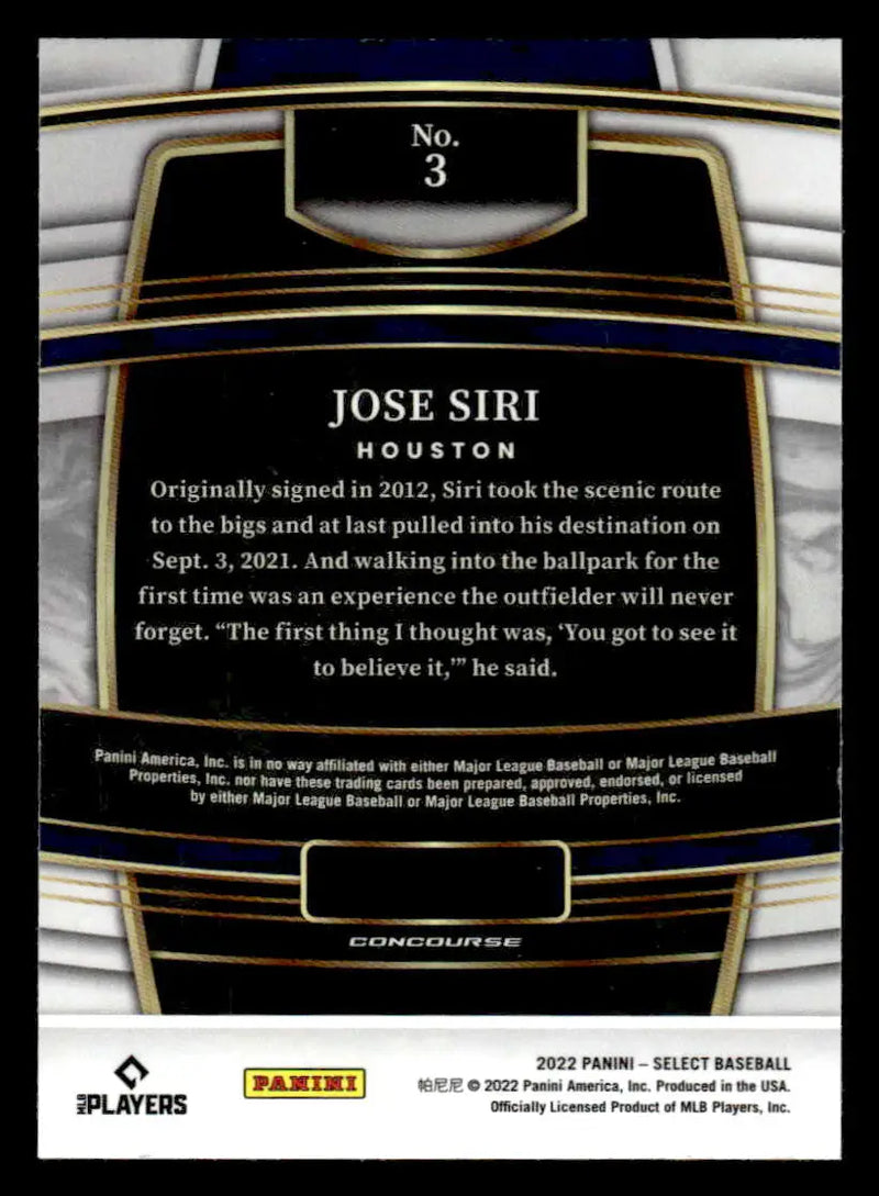 2022 Panini Select #3 Jose Siri - Baseball Card Single