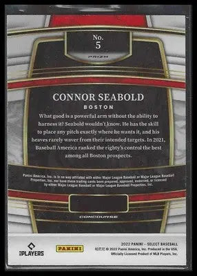2022 Panini Select #5 Connor Seabold Scope Boston Red Sox Rookie - Baseball Card Single