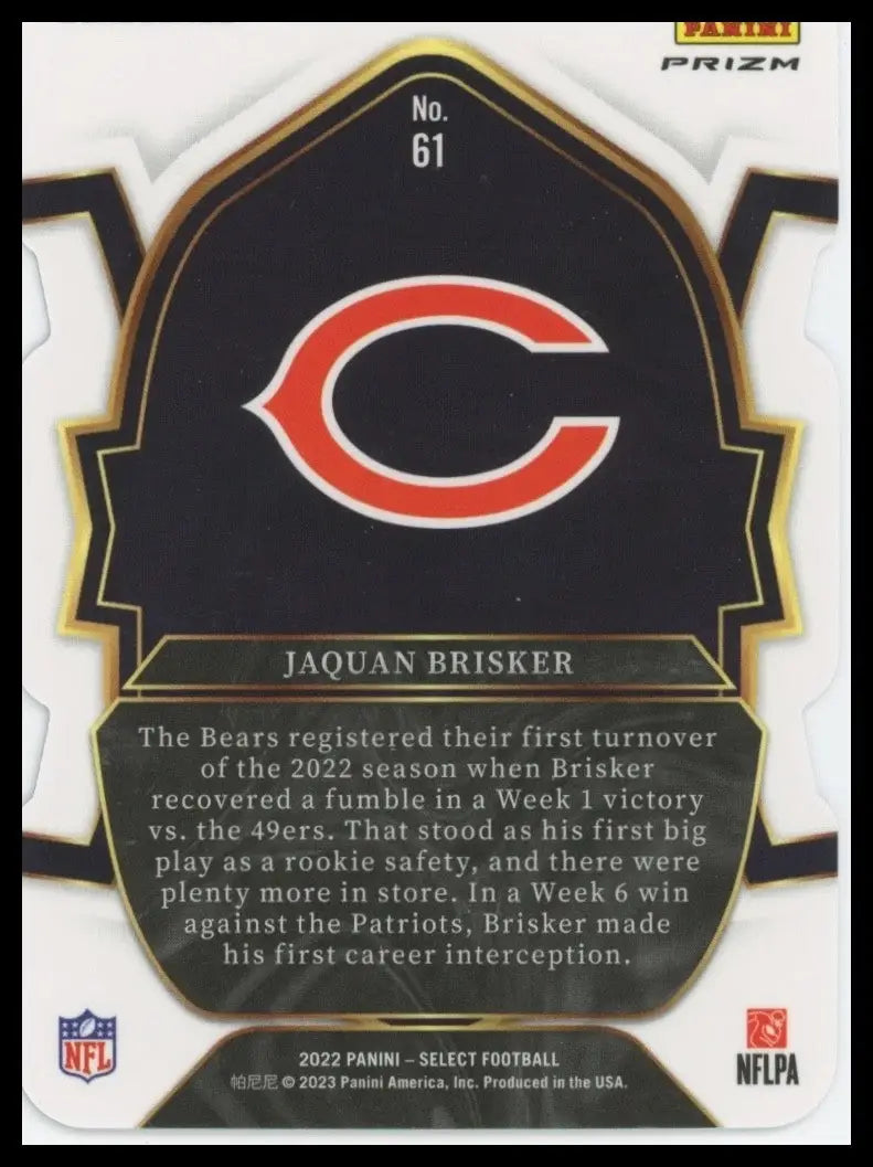 2022 Panini Select - Concourse Jaquan Brisker #61 Silver Prizm Die-Cut (RC) - Football Card Single