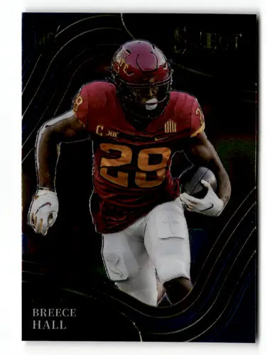 2022 Panini Select Draft Breece Hall football card with original gloss and field level design