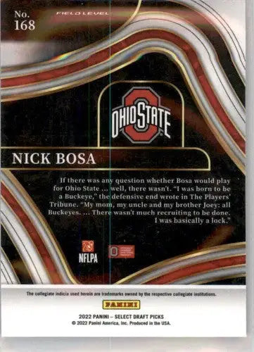 2022 Panini Select Draft Picks #168 Nick Bosa NM-MT Field Level ID:49308 - Football Card Single