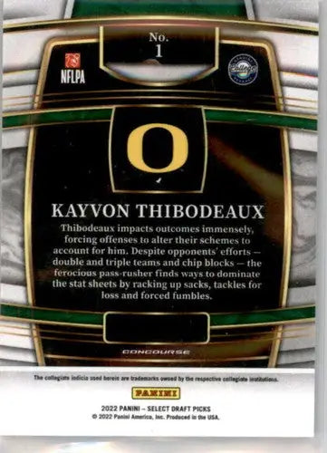 Kayvon Thibodeaux football card from 2022 Panini Select Draft Picks Blue set