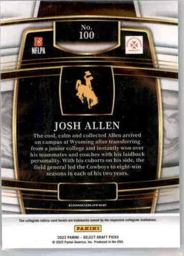 Original gloss Josh Allen football card from 2022 Panini Select Draft Picks Series