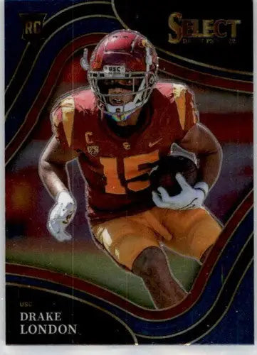 Original gloss Drake London football card from Panini Select Draft Picks 2022 series