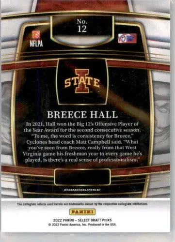 2022 Panini Select Draft Picks Blue #12 Breece Hall NM Near Mint Concou ID:66443 - Football Card Single