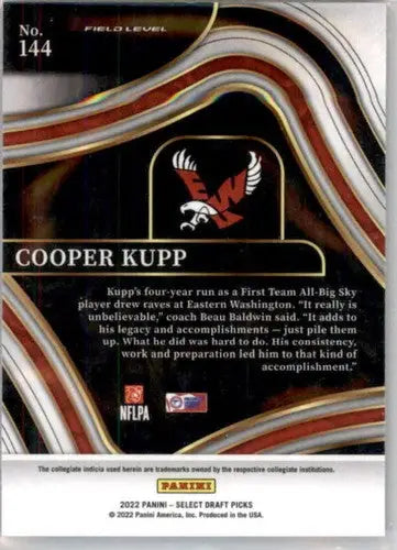 Original gloss Cooper Kupp football card from 2022 Panini Select Draft Picks Blue