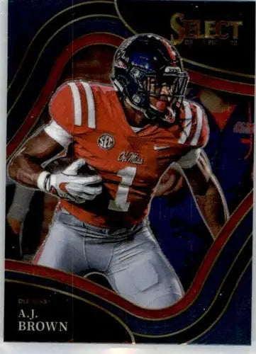 Original gloss A J Brown football card from 2022 Panini Select Draft Picks