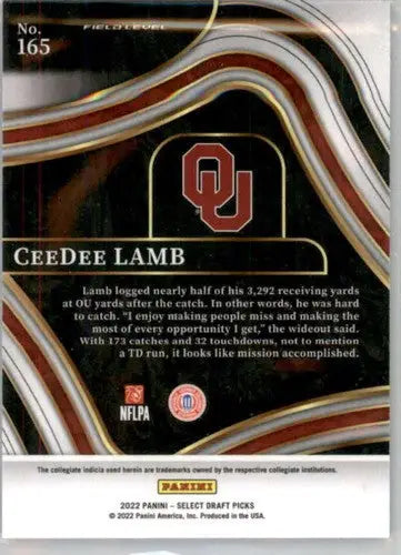 2022 Panini Select Draft Picks Blue #165 CeeDee Lamb NM Near Mint Field ID:66433 - Football Card Single