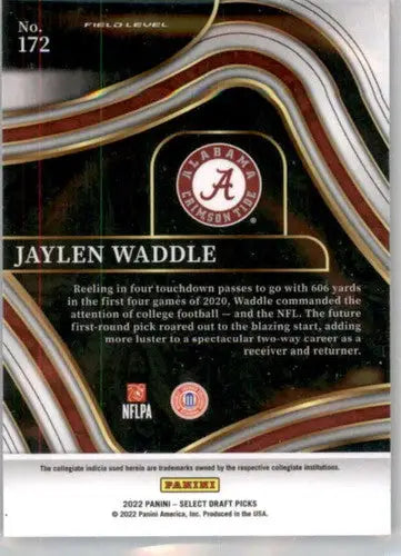 Original gloss Jaylen Waddle football card from Panini Select Draft Picks 2022