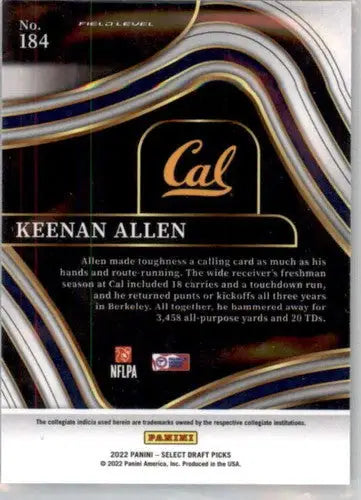 Keenan Allen football card from Panini Select Draft with original gloss and blue design