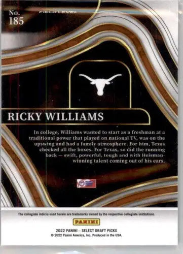 2022 Panini Select Draft Picks Blue Ricky Williams football card NM-MT