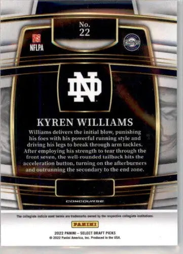 2022 Panini Select Draft Picks Blue #22 Kyren Williams NM Near Mint Con ID:66449 - Football Card Single