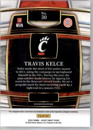Original gloss of Travis Kelce football card from 2022 Panini Select Draft Picks