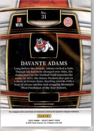 2022 Panini Select Draft Picks Blue #31 Davante Adams NM Near Mint Conc ID:66455 - Football Card Single