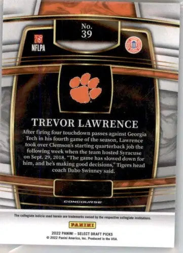 2022 Panini Select Draft Picks Blue #39 Trevor Lawrence NM Near Mint Co ID:66463 - Football Card Single