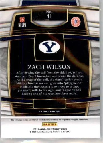 2022 Panini Select Draft Picks Blue #41 Zach Wilson NM-MT Concourse ID:48204 - Football Card Single