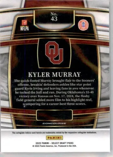 2022 Panini Select Draft Picks Blue #43 Kyler Murray NM-MT Concourse ID:48205 - Football Card Single
