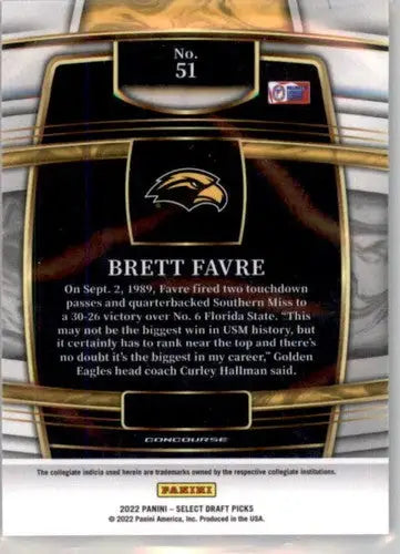 2022 Panini Select Draft Picks Blue #51 Brett Favre NM Near Mint Concou ID:66469 - Football Card Single