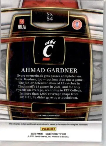 2022 Panini Select Draft Picks Blue #54 Ahmad ’Sauce’ Gardner NM Near M ID:66472 - Football Card Single